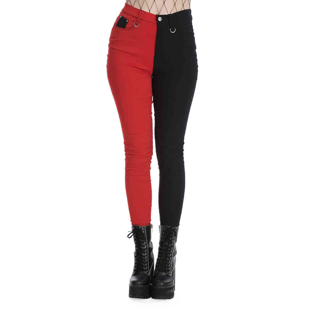 Banned - Bailey Half And Half Broek rechte pijpen - Rood/Zwart
